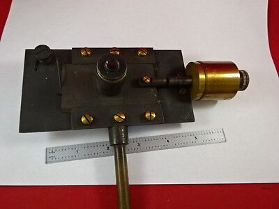 ANTIQUE BRASS MICROSCOPE PART LENS MICROMETER  OPTICS  #L9-B12