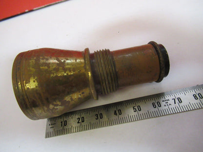 ANTIQUE BRASS EYEPIECE OCULAR LENS RARE UK MICROSCOPE PART AS PICTURED &S9-A-81