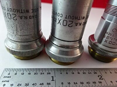 LOT 3 EA AO SPENCER OBJECTIVES 100X + BL 20X OPTICS MICROSCOPE AS IS &2-A-26