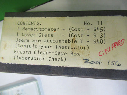 LEVY CHAMBER HEMACYTOMETER NEUBAUER SLIDE MICROSCOPE PART AS PICTURED &Z7-A-51