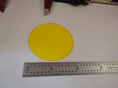 MICROSCOPE PART YELLOW GLASS LARGE ROUND FILTER OPTICS AS IS #M6-A-64