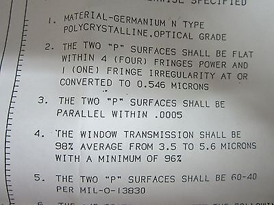 OPTICAL GERMANIUM LENS FILTER COATED LASER OPTICS BIN#43-30