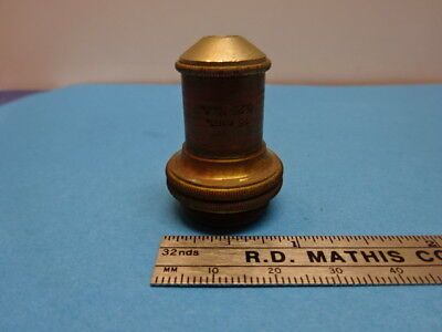 MICROSCOPE PART OPTICAL OBJECTIVE ANTIQUE BRASS BAUSCH LOMB OPTICS AS IS #90-47