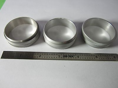 OPTICAL MICROSCOPE OLYMPUS JAPAN LOT 3 EA ALUMINUM RINGS FOR OPTICS BIN#C3-96-01