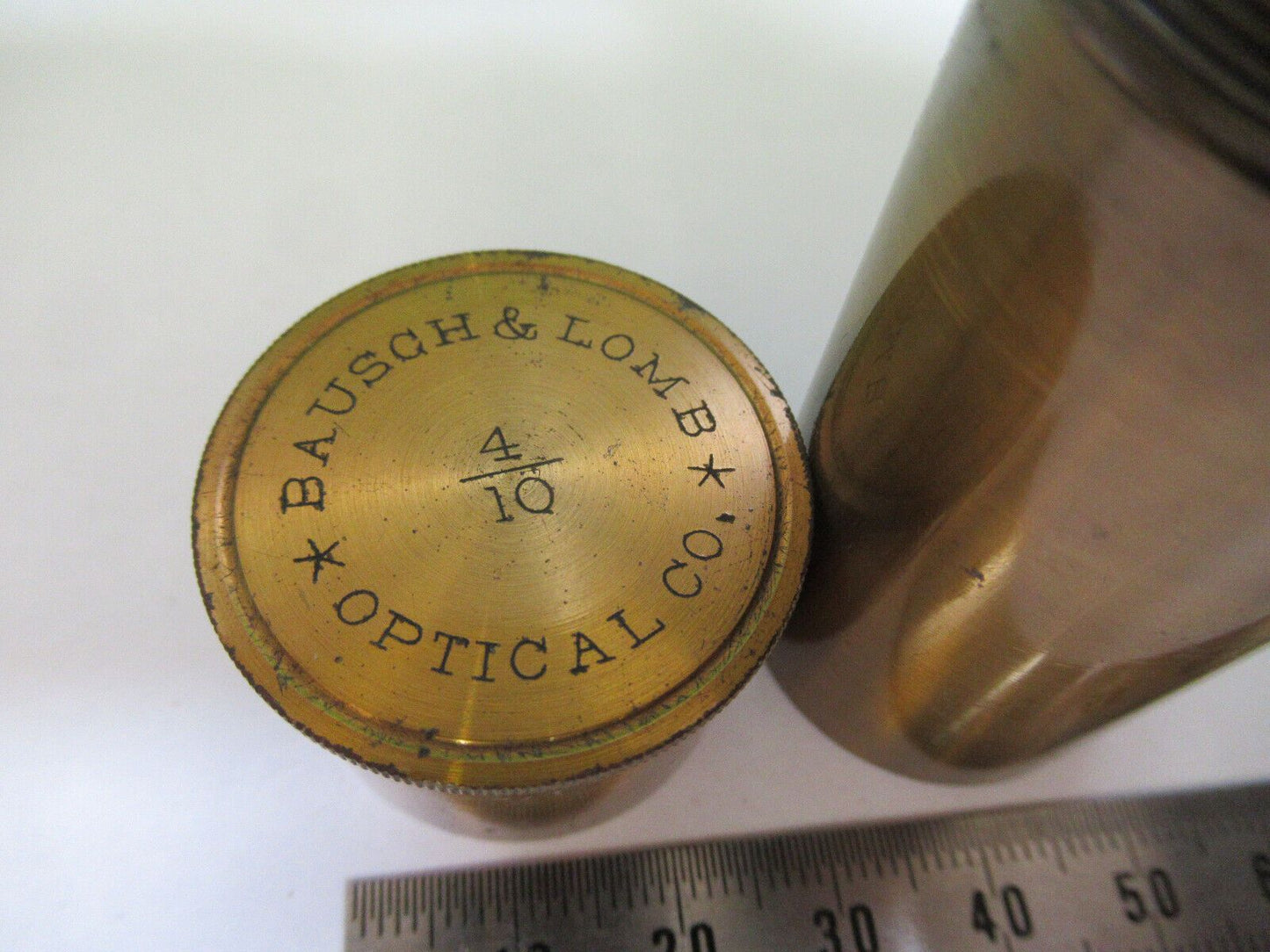 MICROSCOPE PART BAUSCH LOMB ANTIQUE OBJECTIVE CANISTER 4/10 RARE !!! &H3-A-11