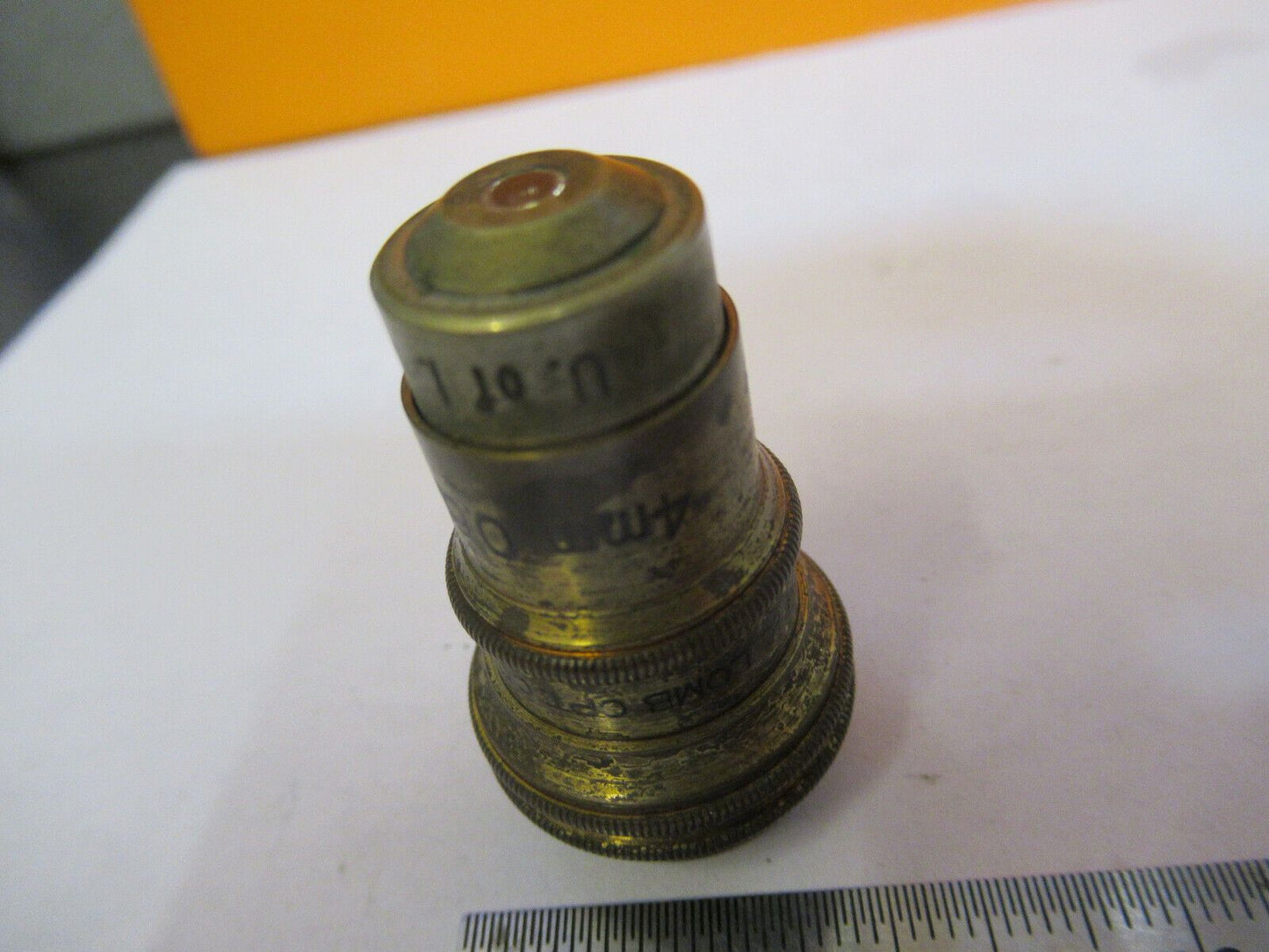 ANTIQUE BAUSCH LOMB BRASS 4mm OBJECTIVE MICROSCOPE PART AS PICTURED &P9-A-23