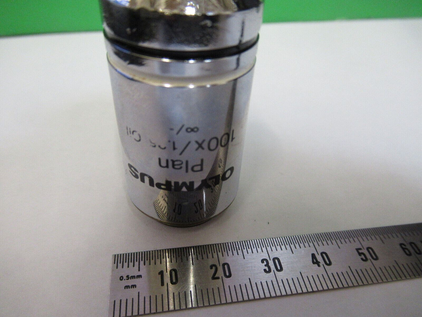 OLYMPUS OBJECTIVE INFINITY LENS 100X PL OPTICS MICROSCOPE PART AS PIC W5-B-105