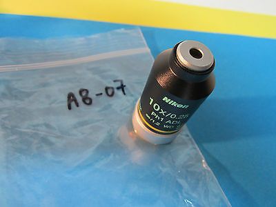 OPTICAL MICROSCOPE OBJECTIVE NIKON JAPAN 10X PH1 ADL NICE OPTICS BIN#A8-07