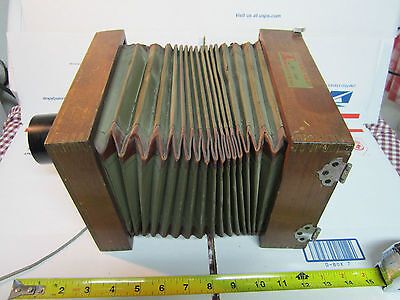 ANTIQUE FILM WOOD CAMERA ACCORDION  ALPHAX SHUTTER  COLLECTABLE