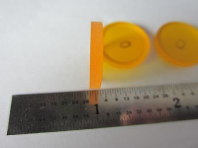 MICROSCOPE PART OPTICAL LOT 3 EA YELLOW FILTER OPTICS AS IS BIN#34-35