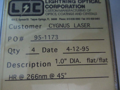 OPTICAL ex NASA UV ULTRAVIOLET LOT 266 nm LENS LASER OPTICS AS PICTURED &W7-B-21