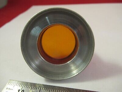 AMBER MOUTED FILTER LENS UNKNOWN MICROSCOPE PART OPTICS AS PICTURED &12-A-63