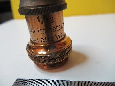 ANTIQUE OBJECTIVE BRASS LEITZ 1/12 OPTICS MICROSCOPE PART AS PICTURED &14-C-26