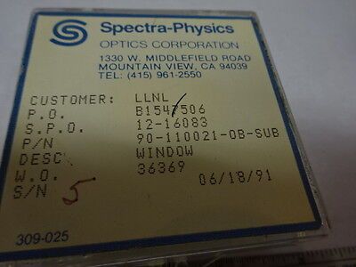 SPECTRA PHYSICS FUSED SILICA GLASS WINDOW OPTICAL OPTICS AS PICTURED &83-31