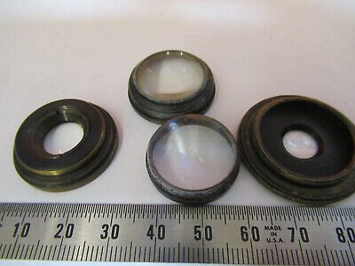 FOR PARTS ANTIQUE BRASS MOUNTED LENSES LOTMICROSCOPE PART AS PICTURED P2-A-20