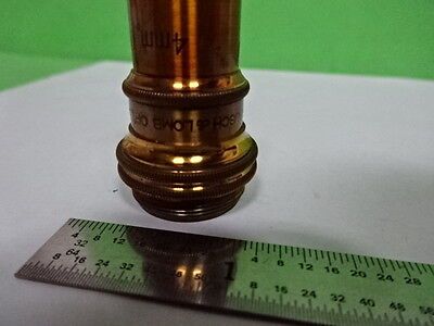 MICROSCOPE PART VINTAGE BRASS OBJECTIVE BAUSCH LOMB 43X 4mm OPTICS AS IS B2-M-10