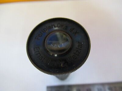 ANTIQUE ERNST LEITZ EYEPIECE 4X  OPTICS MICROSCOPE PART AS PICTURED &P9-A-109