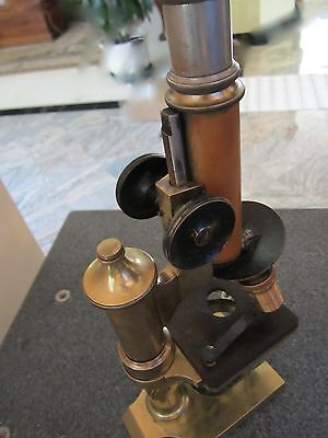 VINTAGE OPTICAL ANTIQUE BRASS MICROSCOPE LEITZ as shown BAUSCH OPTICS #LOBBY