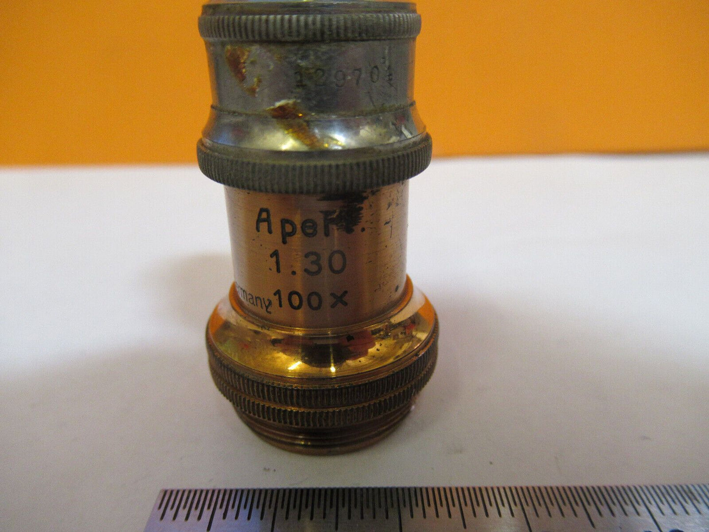 ANTIQUE ERNST LEITZ WETZLAR BRASS OBJECTIVE MICROSCOPE PART AS PICTURED 4b-ft-46