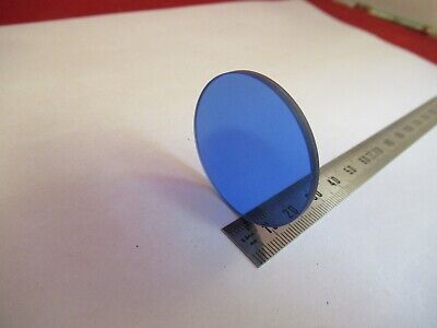 OPTICAL GLASS BLUE FILTER POLISHED MICROSCOPE PART OPTICS AS PICTURED #12-A-47