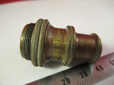 ANTIQUE BRASS OBJECTIVE BAUSCH LOMB 8mm MICROSCOPE OPTICS AS PICTURED #10-B-18