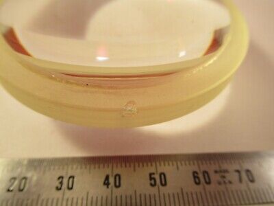 LARGE MIL SPEC OPTICAL YELLOWISH GLASS BI CONVEX OPTICS AS PICTURED &9-FT-37