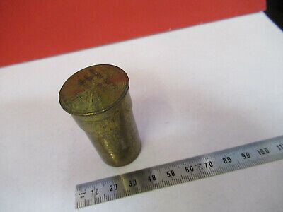 EMPTY ANTIQUE BRASS CANISTER OBJECTIVE LEITZ MICROSCOPE PART AS PIC &87-FT-60