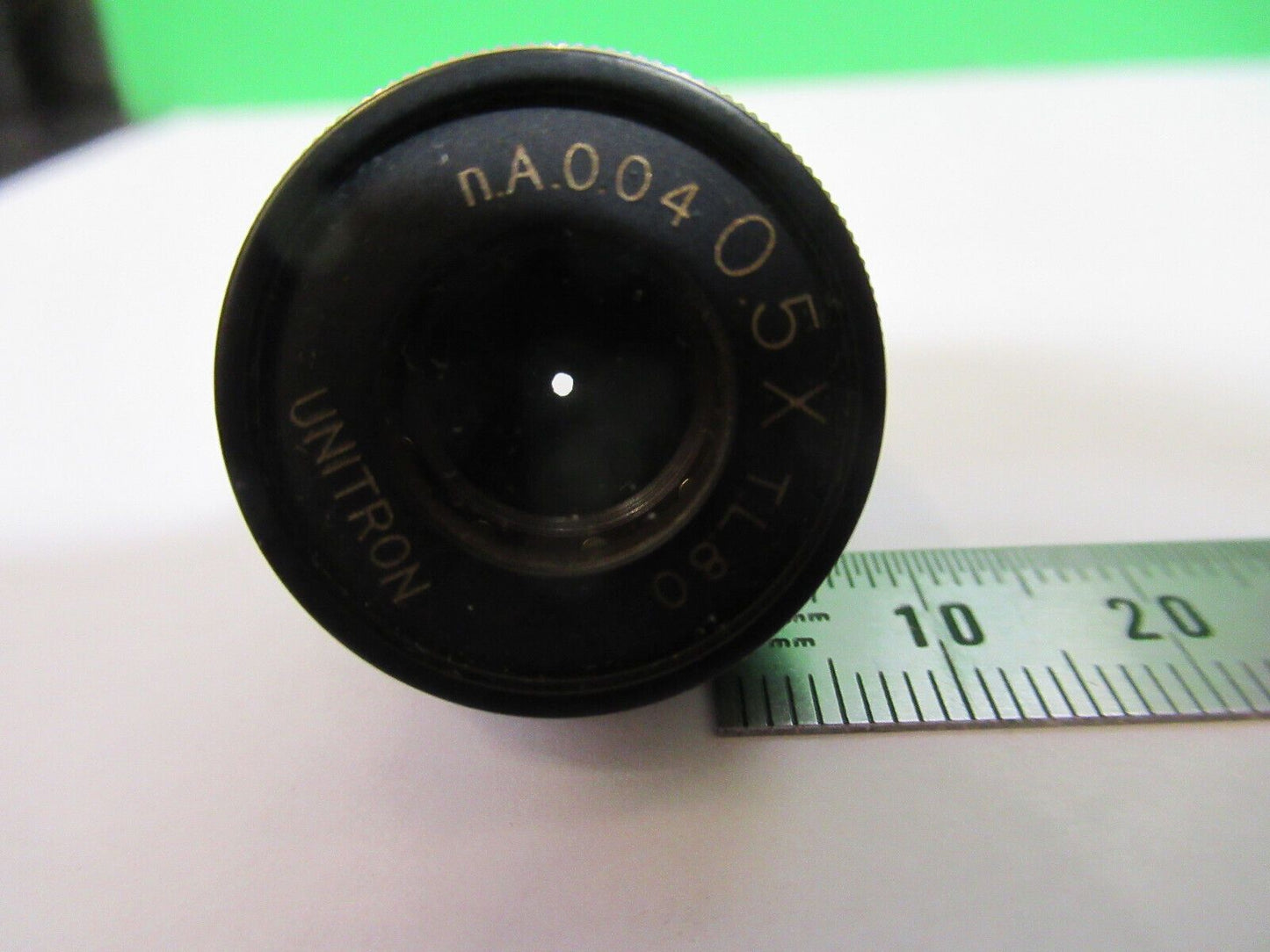 UNITRON JAPAN OBJECTIVE 0.5X + IRIS   LENS MICROSCOPE PART AS PICTURED Q7-A-44