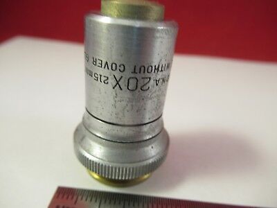 BAUSCH LOMB OBJECTIVE 20X 215mm OPTICS MICROSCOPE PART AS PICTURED &66-A-80