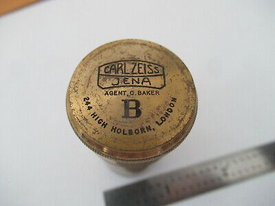 CARL ZEISS JENA "B" EMPTY BRASS OBJECTIVE CAN MICROSCOPE AS PICTURED &F5-A-106