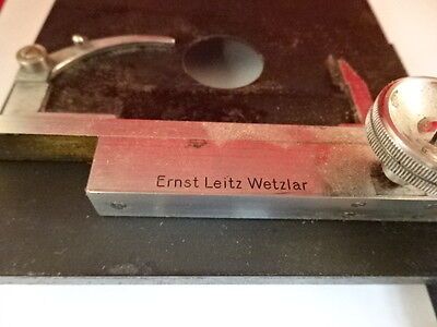 MICROSCOPE PART LEITZ WETZLAR GERMANY SPECIMEN TABLE MICROMETER AS IS #51-A-02