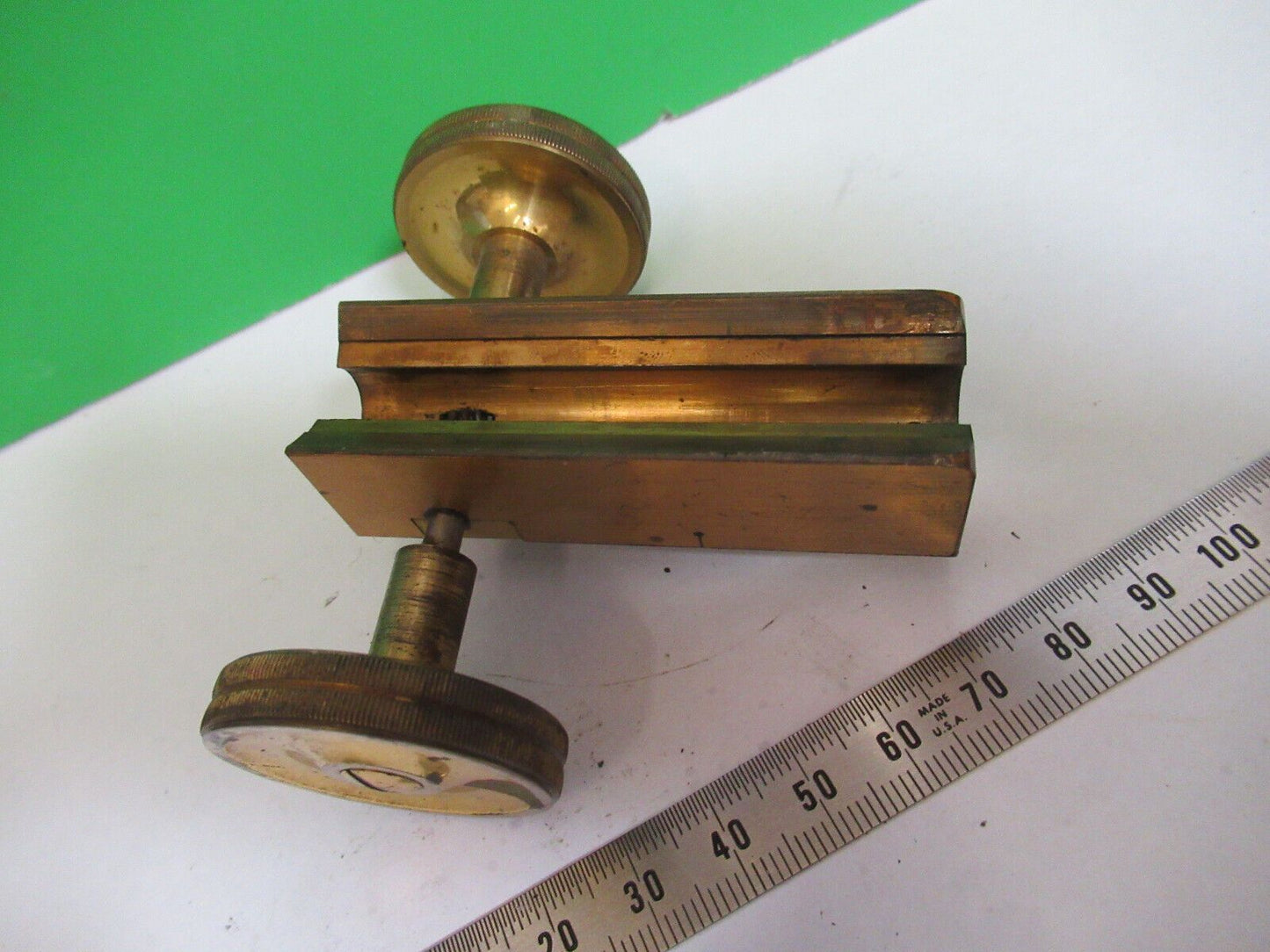 ANTIQUE MICROSCOPE PART LEITZ GERMANY BRASS GROSS STAGE  AS PICTURED &Z9-A-187