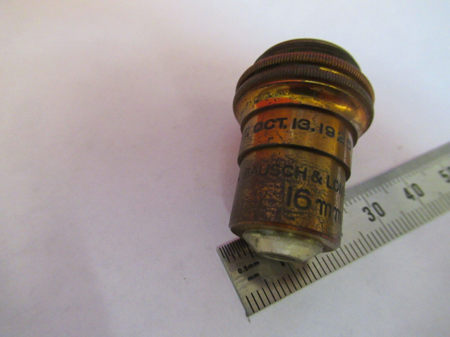 BAUSCH LOMB ANTIQUE BRASS 16mm OBJECTIVE MICROSCOPE PART AS PICTURED 10X Q3-B-10