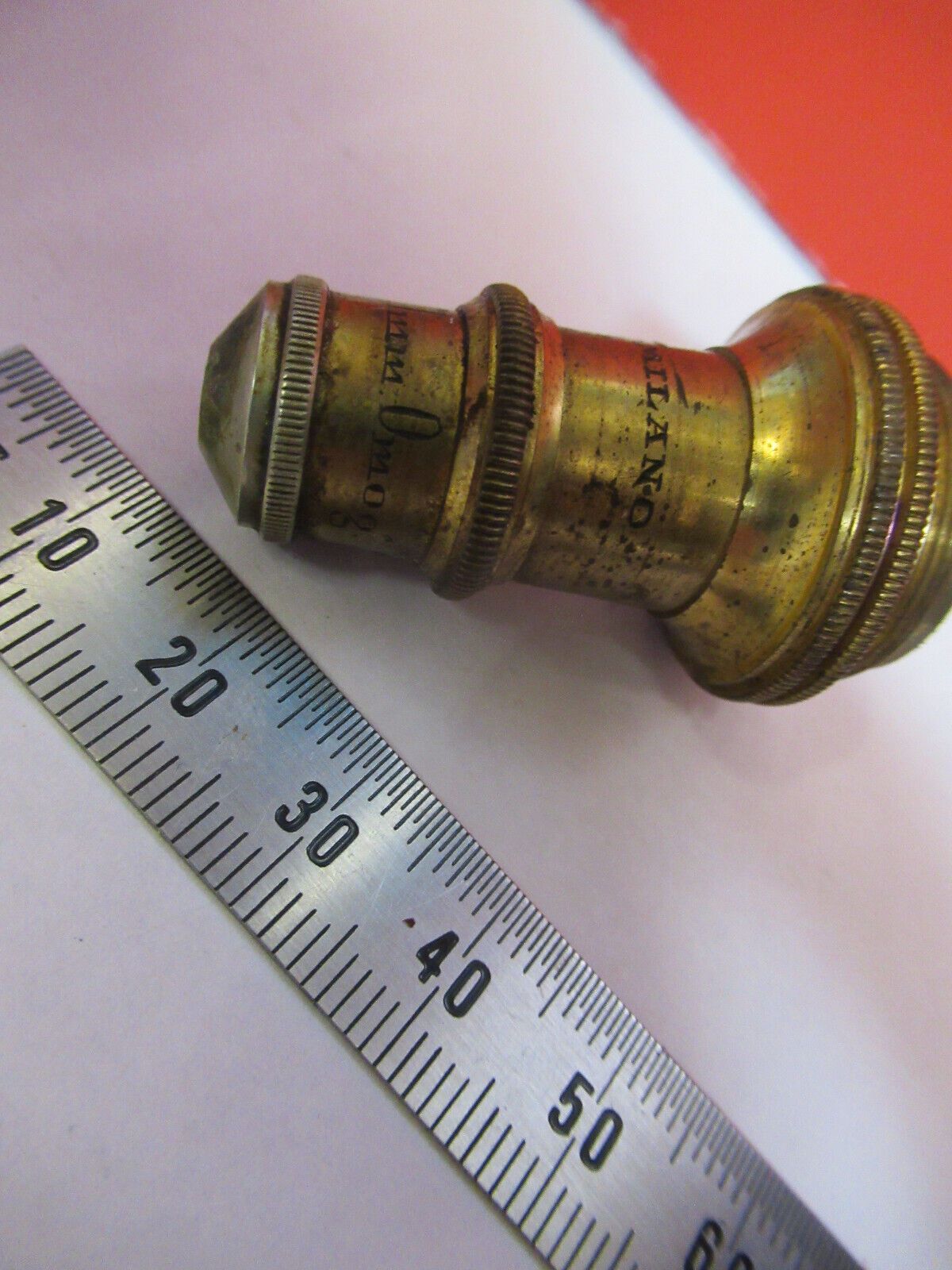 ANTIQUE BRASS KORISTKA ITALY OBJECTIVE 8 MICROSCOPE PART AS PICTURED &H9-B-57