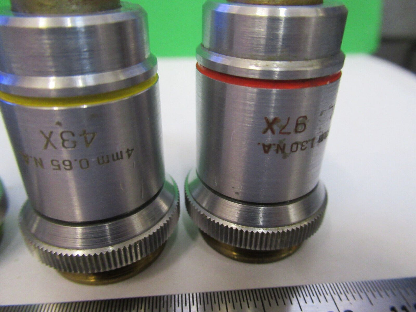 LOT 4 EA MICROSCOPE OBJECTIVE LENSES BAUSCH LOMB 3.5 10X 43X 97X OPTICS #P8-B-08