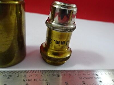 ANTIQUE BRASS OBJECTIVE HOMG 2mm LEITZ ?? GERMANY MICROSCOPE PART AS IS &92-13