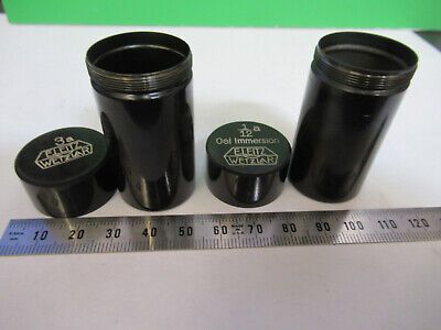 LOT 2 EA EMPTY BRASS CAN OBJECTIVE LEITZ MICROSCOPE PART AS PICTURED A9-B-31