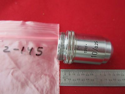 MICROSCOPE OBJECTIVE OPTICS 10X LEITZ WETZLAR GERMANY #2-145