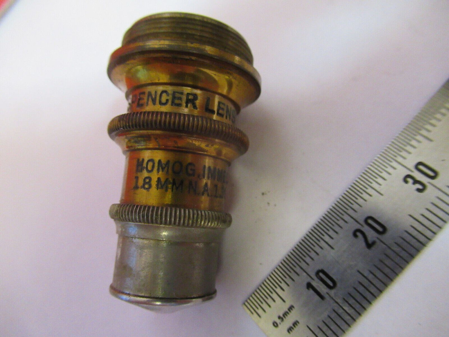 ANTIQUE BRASS SPENCER 140X RARE OBJECTIVE MICROSCOPE PART AS PICTURED #R3-C-48