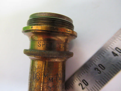 ANTIQUE BRASS SPENCER 16mm  OBJECTIVE MICROSCOPE AS PICTURED #H3-A-27