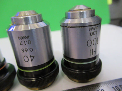 LOT 4 EA MICROSCOPE OBJECTIVE LENSES OLYMPUS 4X 10X 40X 100X OPTICS #P8-B-07