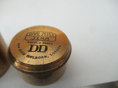 ANTIQUE CARL ZEISS EMPTY BRASS DD OBJECTIVE CAN MICROSCOPE PART AS PIC &F2-A-107