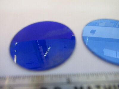 BAUSCH LOMB PAIR BLUE GLASS FILTER MICROSCOPE PART OPTICS AS PICTURED &13-FT-37