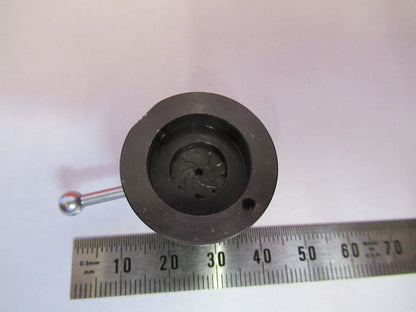 UNBRANDED MOUNTED IRIS DIAPHRAGM OPTICS MICROSCOPE PART AS PICTURED Q5-B-65