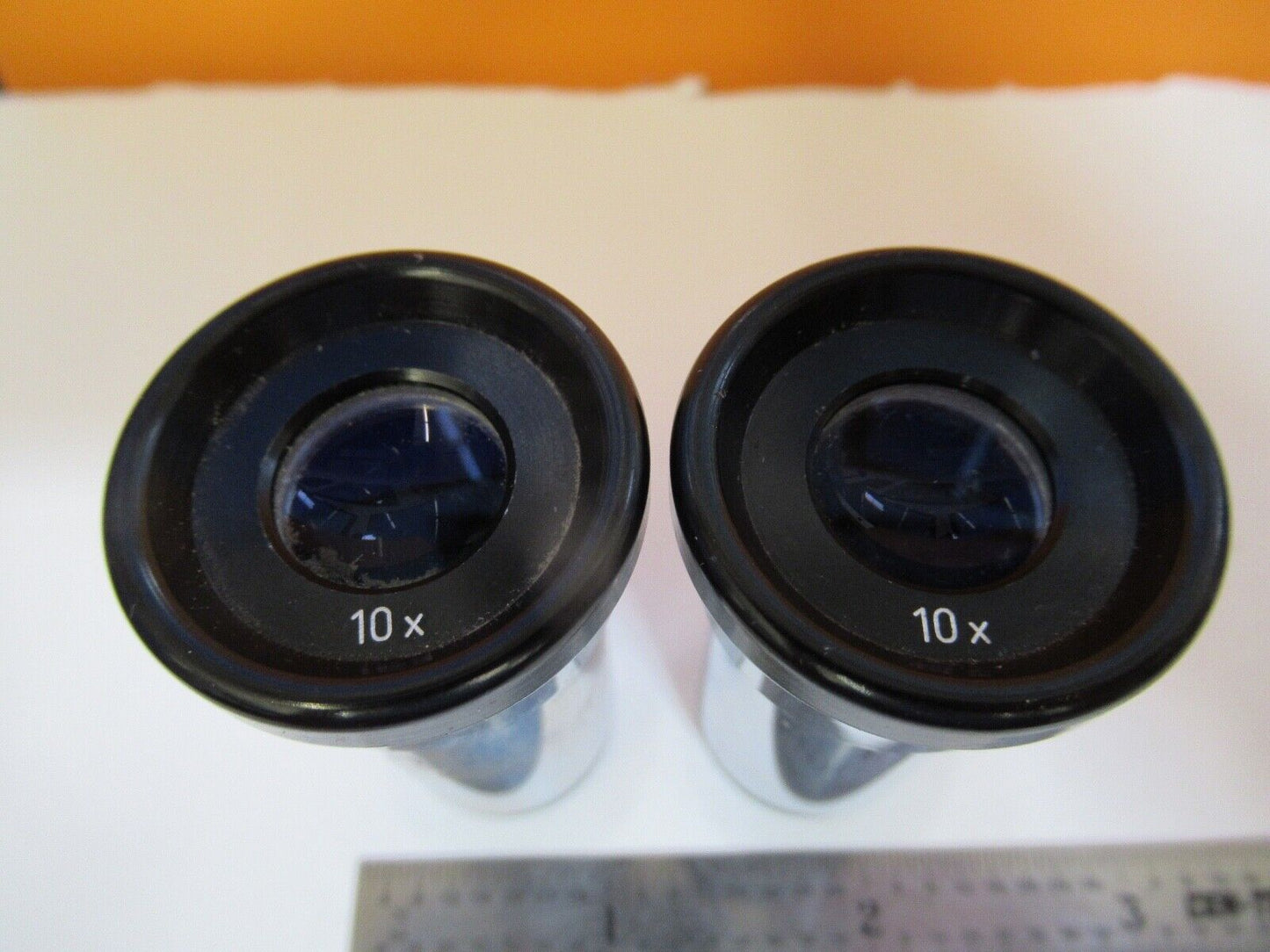 UNKNOWN MAKER EYEPIECE PAIR 10X OPTICS MICROSCOPE PART AS PICTURED &A4-A-35