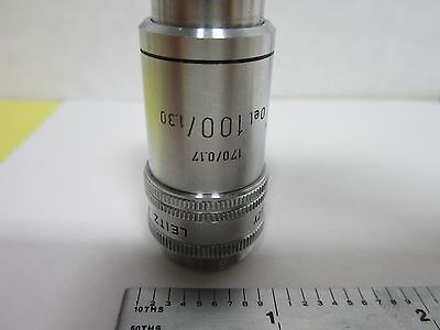 MICROSCOPE PART OBJECTIVE LEITZ GERMANY PLEZY 100X OPTICS AS IS BIN#H6-27