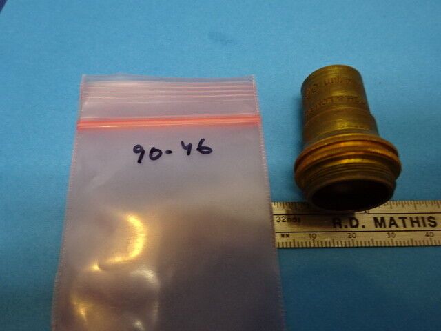 ANTIQUE BRASS MICROSCOPE PART OBJECTIVE 43X BAUSCH LOMB OPTICS AS IS  #90-46