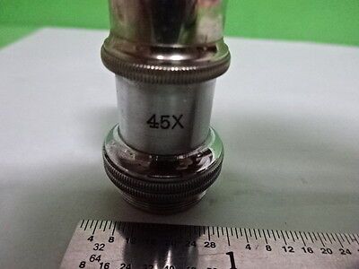 MICROSCOPE PART VINTAGE OBJECTIVE LEITZ GERMANY 45X 6L OPTICS AS IS #B2-M-08