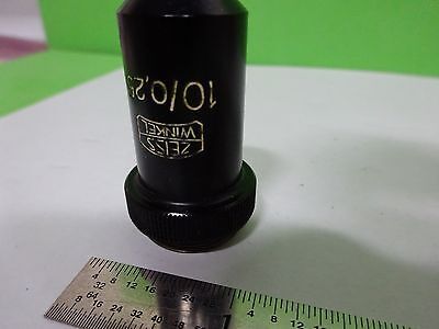 MICROSCOPE PART OBJECTIVE ZEISS WINKEL 10X GERMANY OPTICS AS IS BIN#V8-28