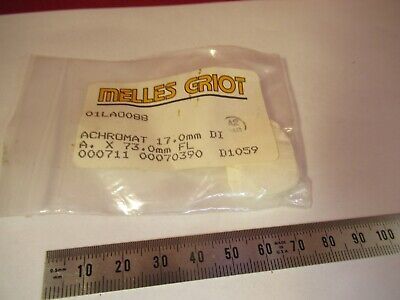 OPTICAL MELLES GRIOT LENS ACHROMAT 17mm dia 73mm FL OPTICS AS PICTURED &12-A-16